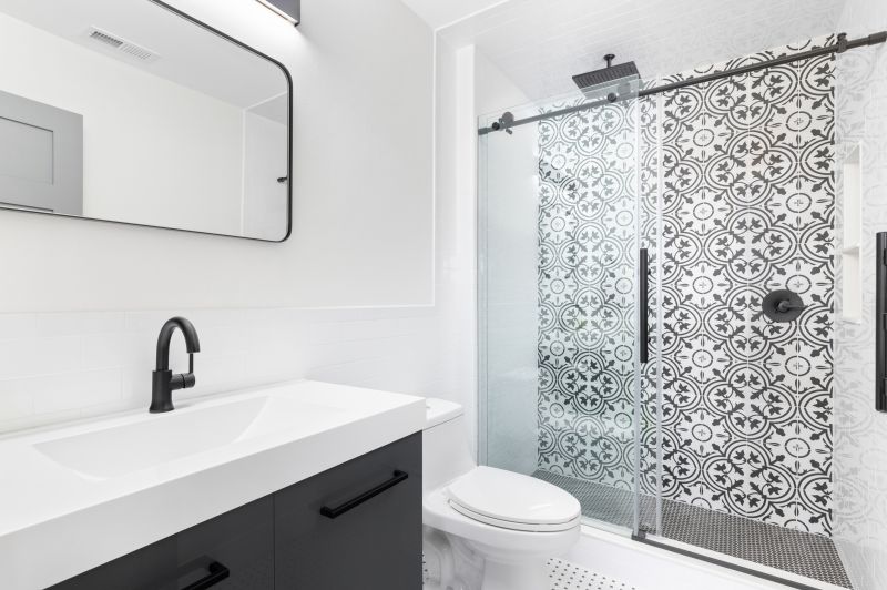 Corner Shower with Tiled Walls